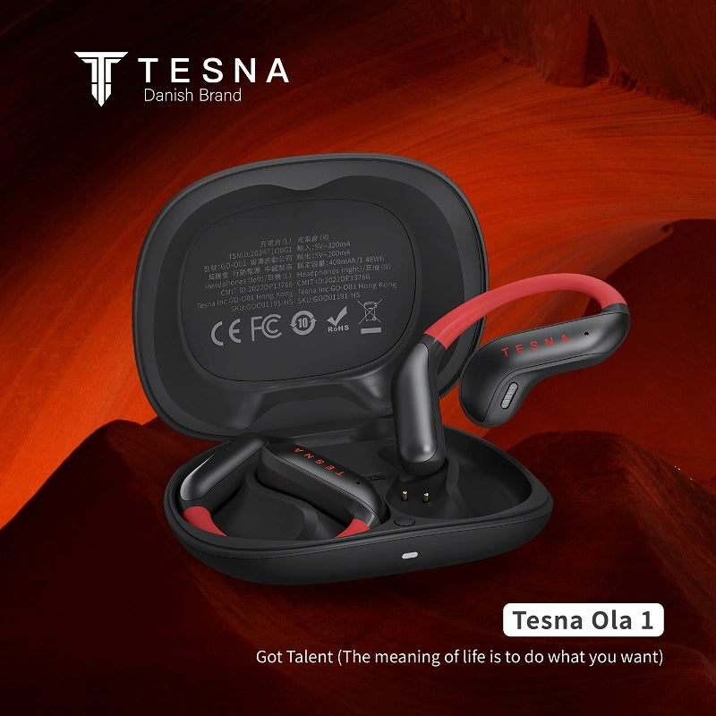 TESNA Ola 1 cuffie wireless nere con cancellazione del rumore