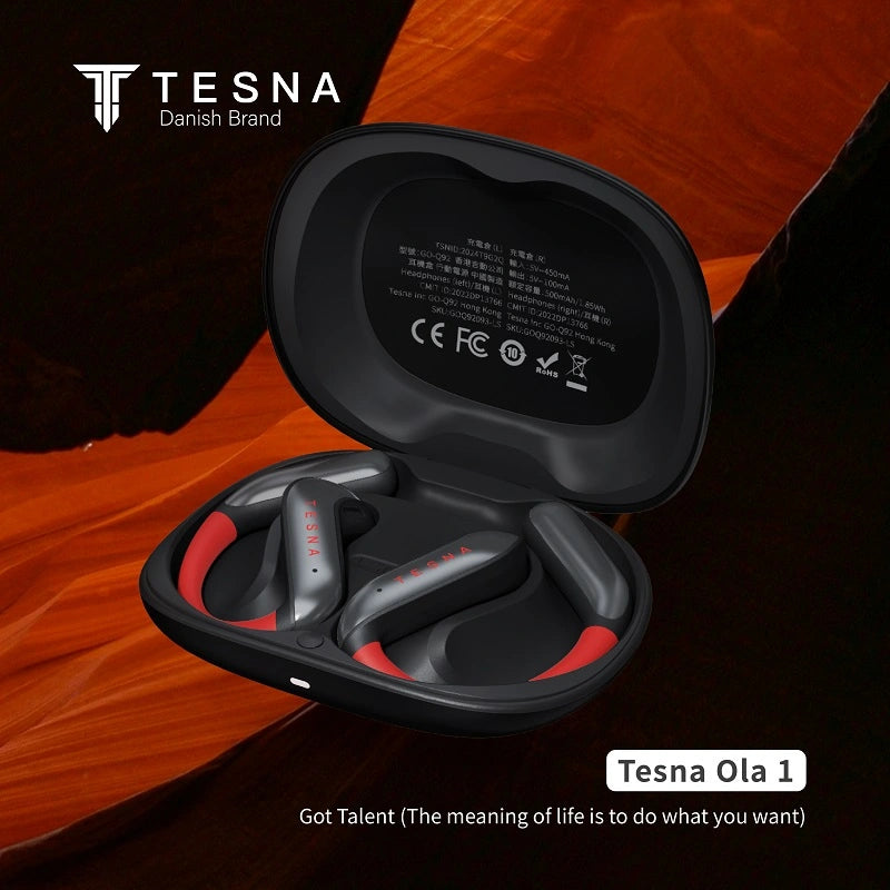 TESNA Ola 1 cuffie wireless nere con cancellazione del rumore