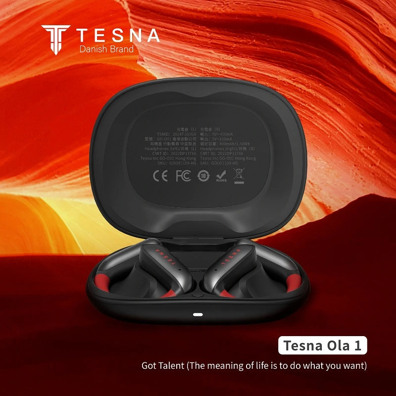 TESNA Ola 1 cuffie wireless nere con cancellazione del rumore