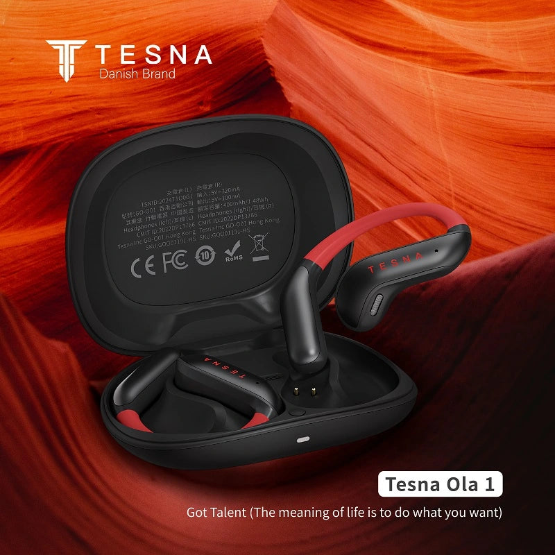 TESNA Ola 1 cuffie wireless nere con cancellazione del rumore