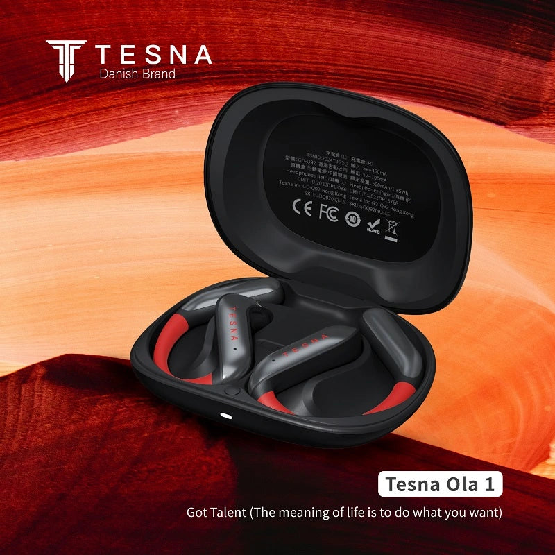TESNA Ola 1 cuffie wireless nere con cancellazione del rumore