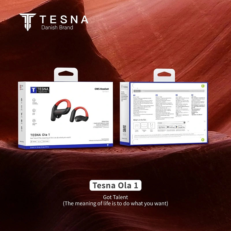 TESNA Ola 1 cuffie wireless nere con cancellazione del rumore