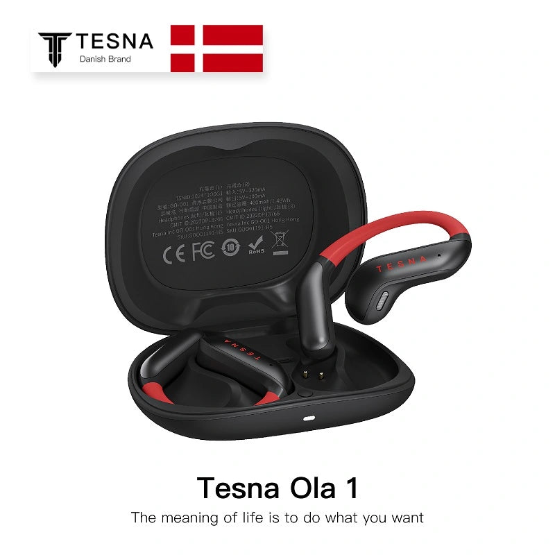 TESNA Ola 1 cuffie wireless nere con cancellazione del rumore