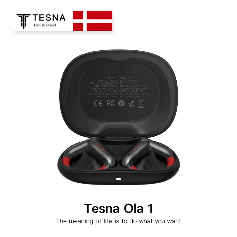 TESNA Ola 1 cuffie wireless nere con cancellazione del rumore